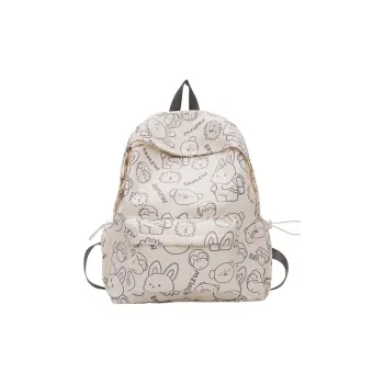 SEVENMOONS Nylon Fabric Backpack Unisex White Gray/White Gray Blue