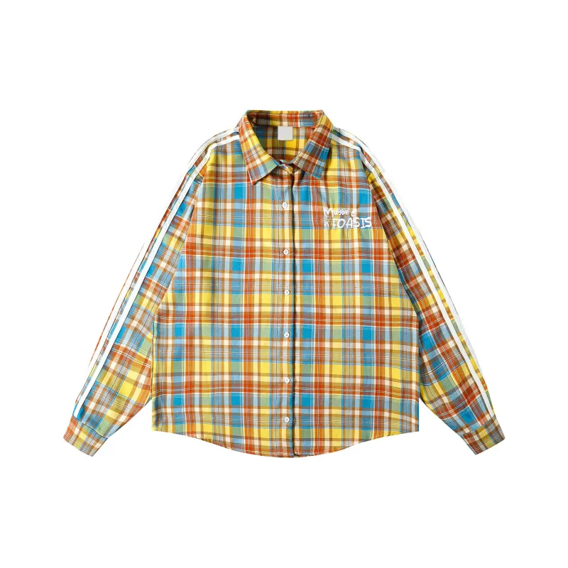 FOASIS Shirts Women's Yellow Plaid Long Sleeved-2