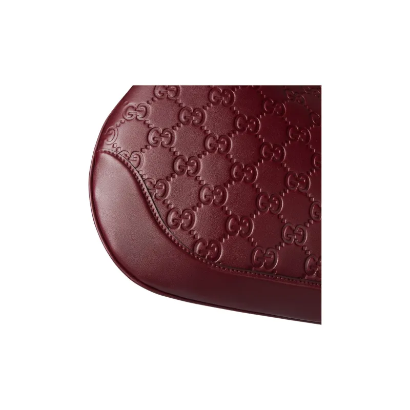 GUCCI Leather Shoulder Bag Small Size Women's Red-7