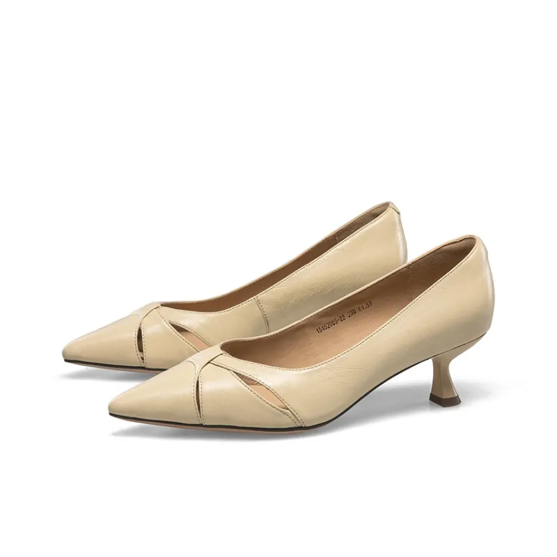 KANGNAI Casual Single Shoes 4.8cm Women's Light Yellow-3