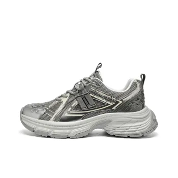 JEEP SPIRIT Cushioned Anti Slip Wear Resistant Breathable Lightweight Low Top Chunky Sneakers Men's Moon Sand Silver
