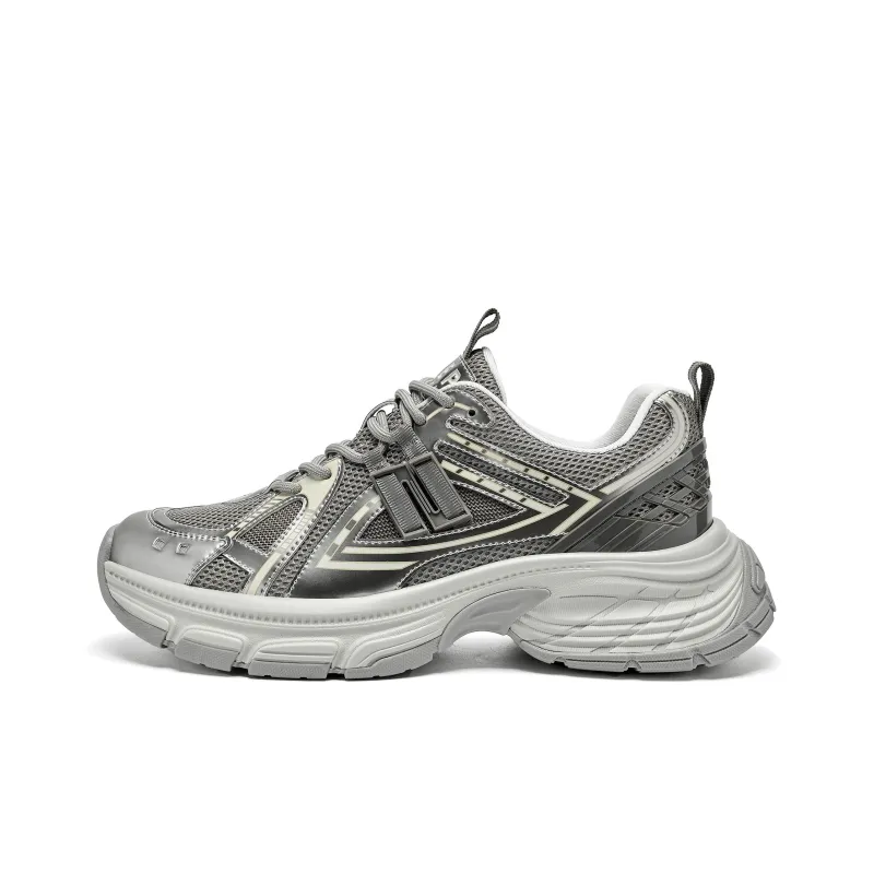 JEEP SPIRIT Cushioned Anti Slip Wear Resistant Breathable Lightweight Low Top Chunky Sneakers Men's Moon Sand Silver-0
