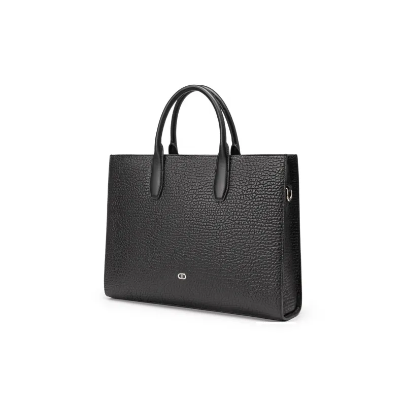 Chrisdien Deny Cow Leather Briefcase Men's Black-2