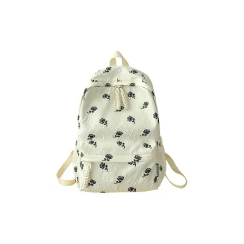 Yalu Nylon Fabric Backpack Regular Unisex Ecru/Black/Pink/Blue/Green