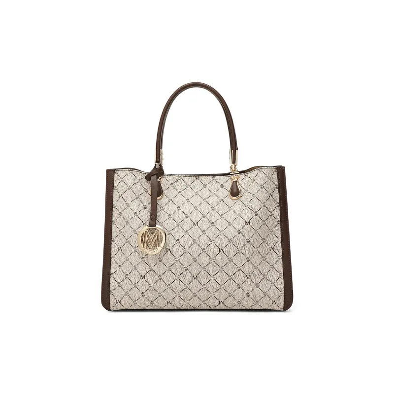 MEXICAN PVC Handbag Regular Women's Dark Brown/Ecru-5