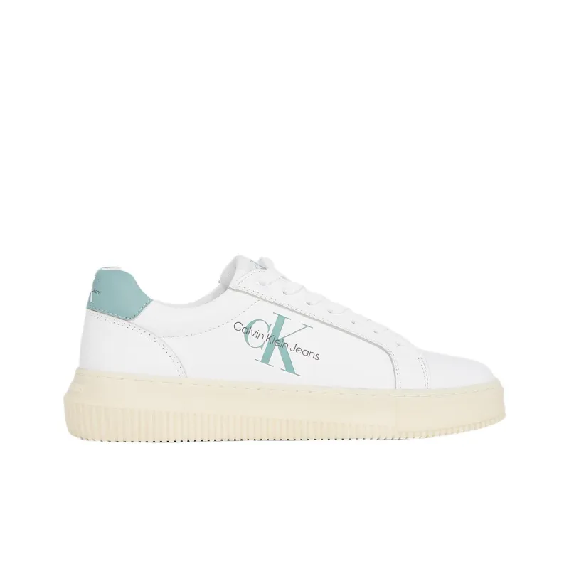 CKJ CALVIN KLEIN JEANS Low Top Skateboard Shoes Women's White Green-1