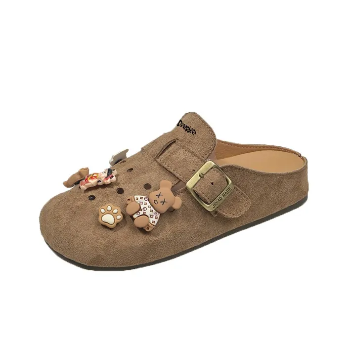 Budding Bear Abrasion Resistant Slip Resistant Closed Toe Slippers Women's Khaki-0