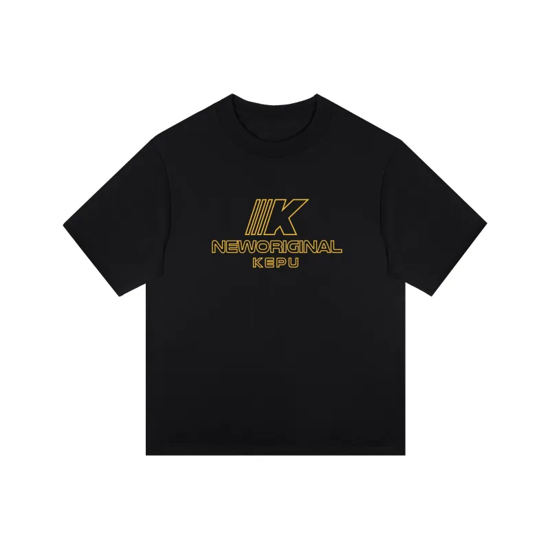 Kepu T Shirt Unisex Black Print Yellow-0