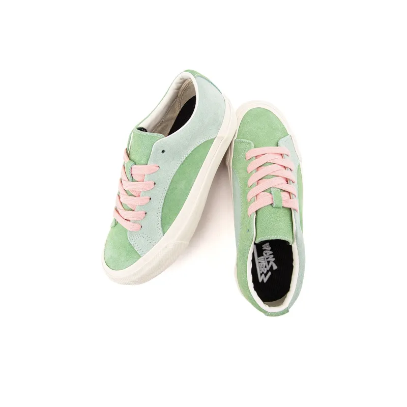 WANSWER Slip Resistant And Abrasion Resistant Support Low Top Skateboard Shoes Unisex Green Pink Color-4