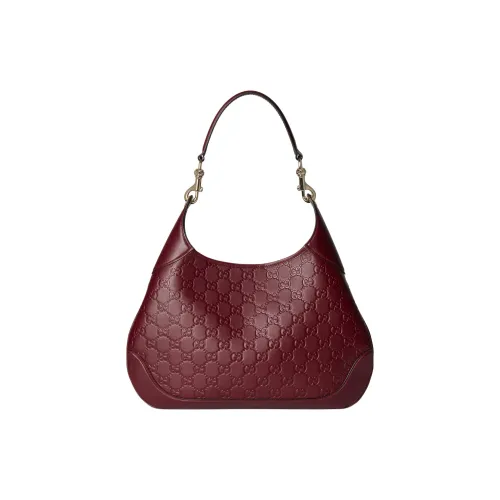 GUCCI Leather Shoulder Bag Small Size Women's Red
