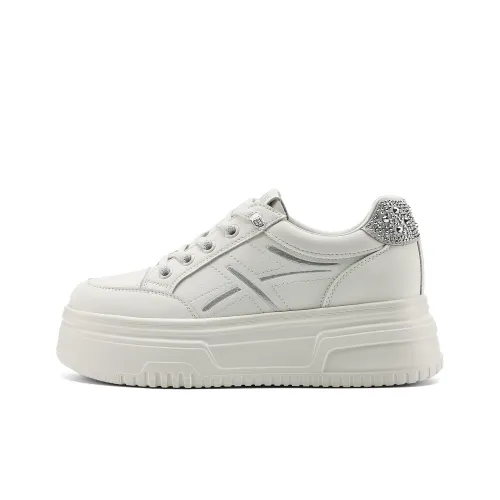 FIVE PLUS Anti Slip Wear Resistant Low Top Skateboard Shoes Women's White