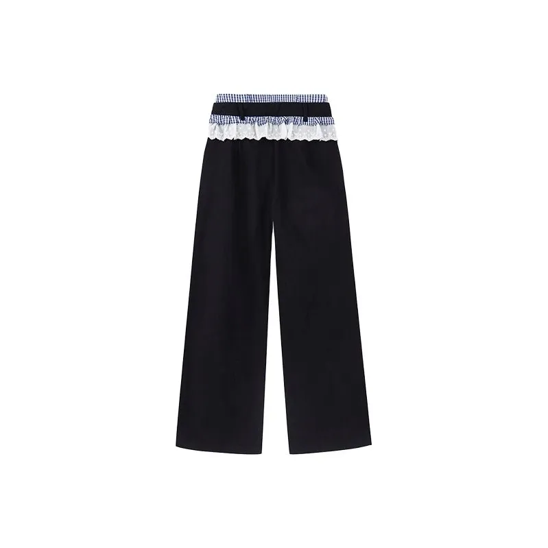 TIBINB Casual Pants Women's Navy Blue-1