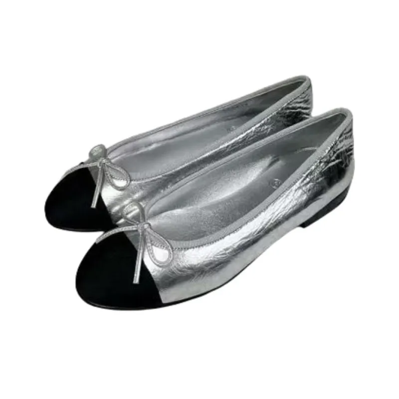 CHANEL 25S Casual Single Shoes Women's Silver-2