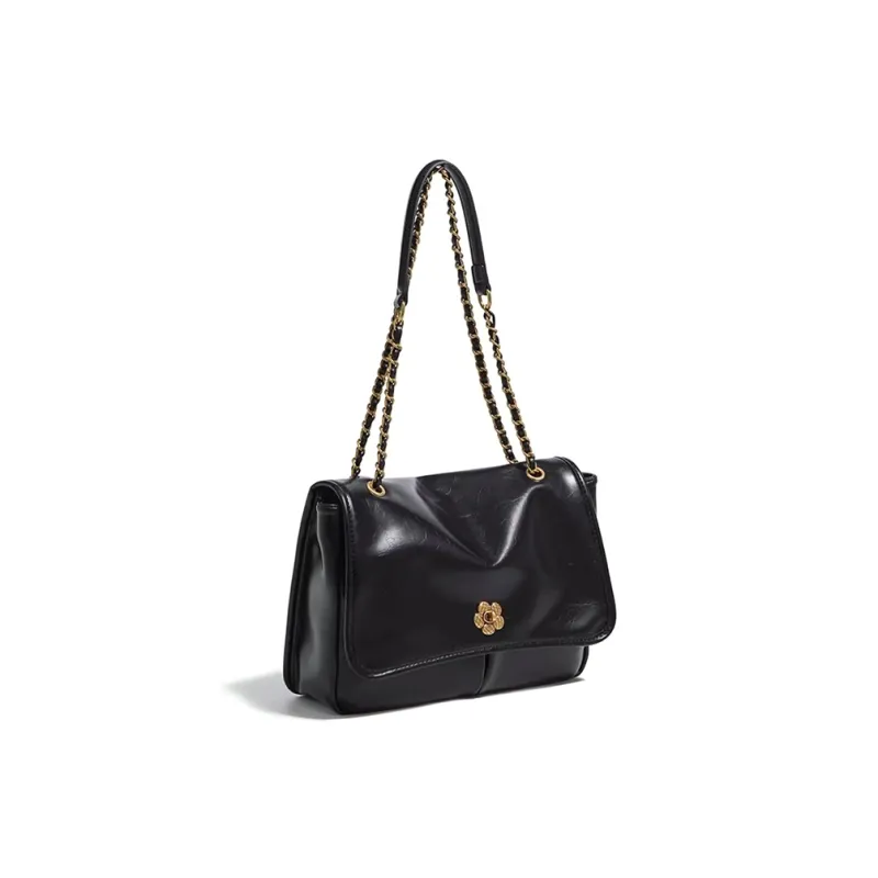CLEVER& KETCH PU Shoulder Bag Women's Black/Ecru/Coffee-1