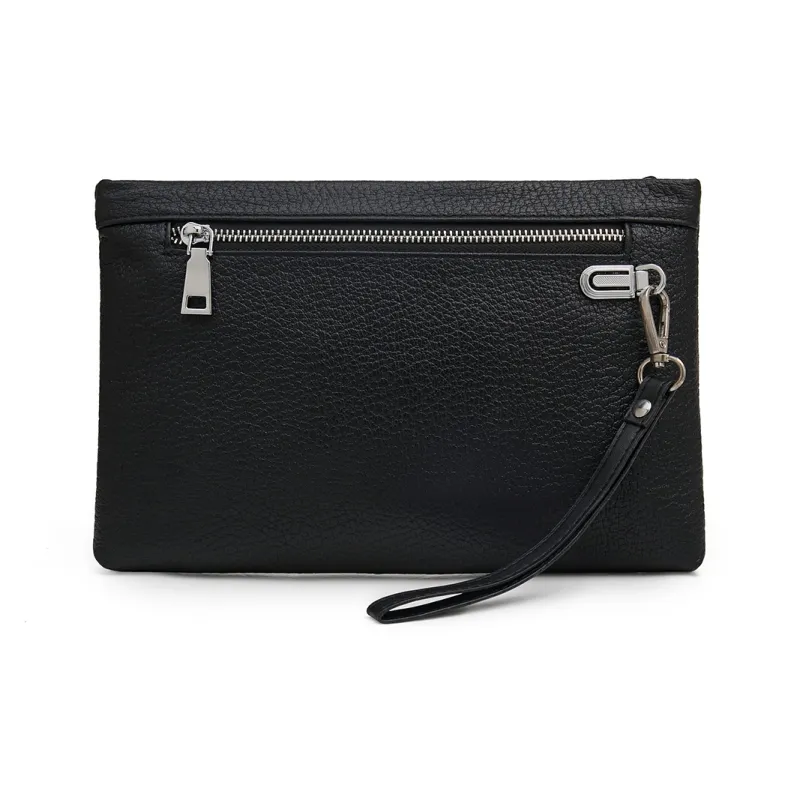 Old Man's Head Top Grain Cow Leather Clutch Regular Men's Black-2