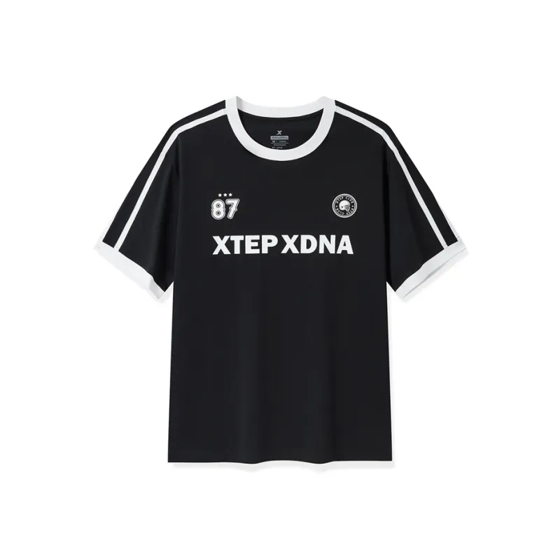 XTEP T Shirt Unisex Matte Black/Raw White-0