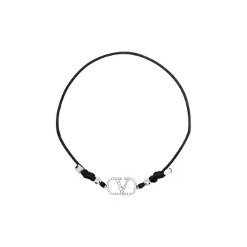 Valentino Brass, Crystal, Fabric Bracelets Women's Black