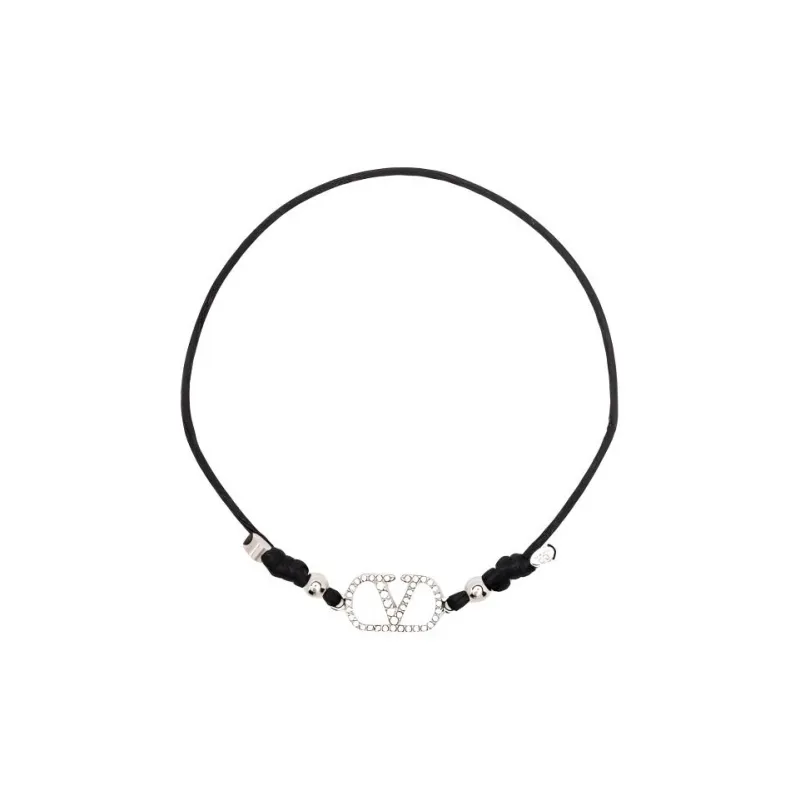 Valentino Brass, Crystal, Fabric Bracelets Women's Black-0