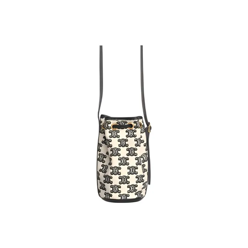 CELINE Triomphe Fabric Bucket Bags Shoulder Bags Women's Black-2