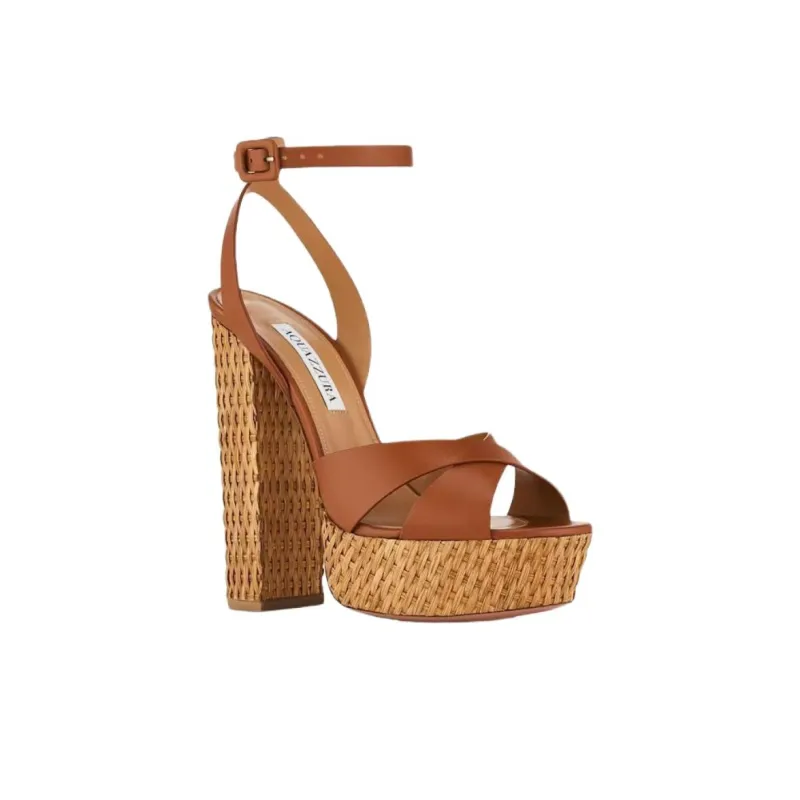 AQUAZZURA Sunseeker One Strap Sandals 14cm Women's Brown-2