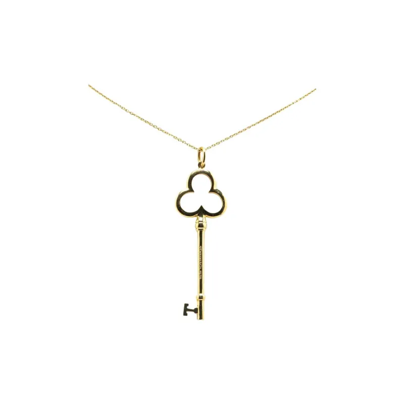 TIFFANY & CO. 2000 2025 18K Yellow Gold Trefoil Open Key Pendant Necklace-0