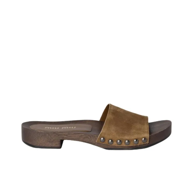 MIU MIU Slip Resistant Slide Slippers Women's Cinnamon-1