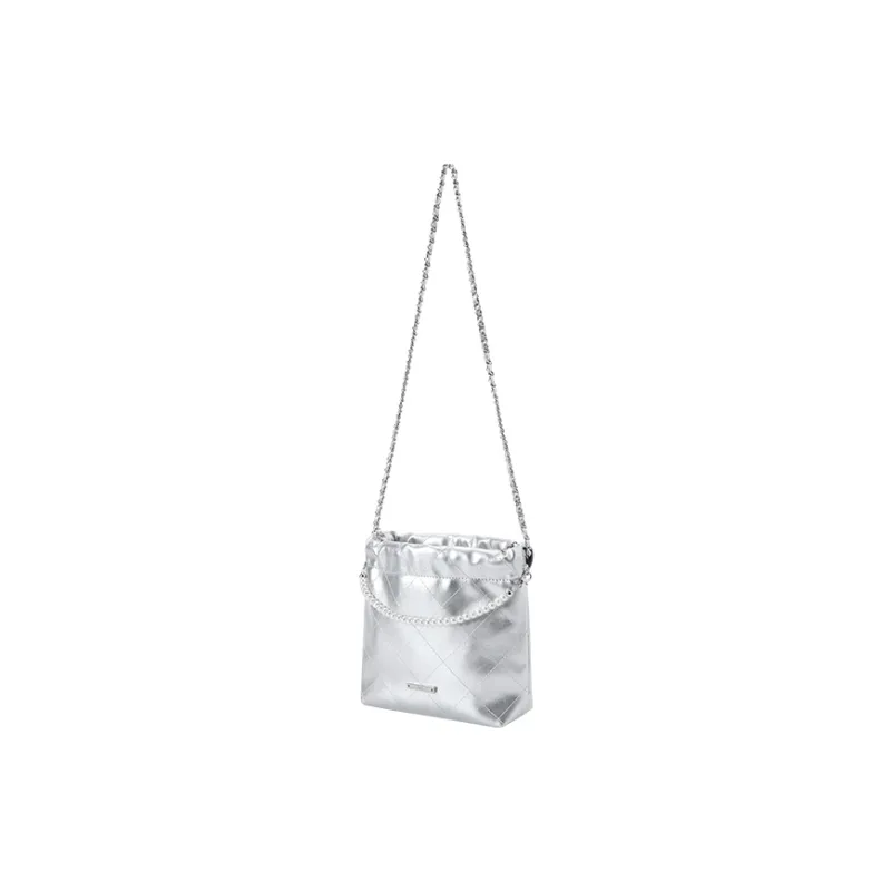SEM/R Synthetic Leather Crossbody Bag Medium Size Women's Dream Pink/Smoky Silver/Black-1