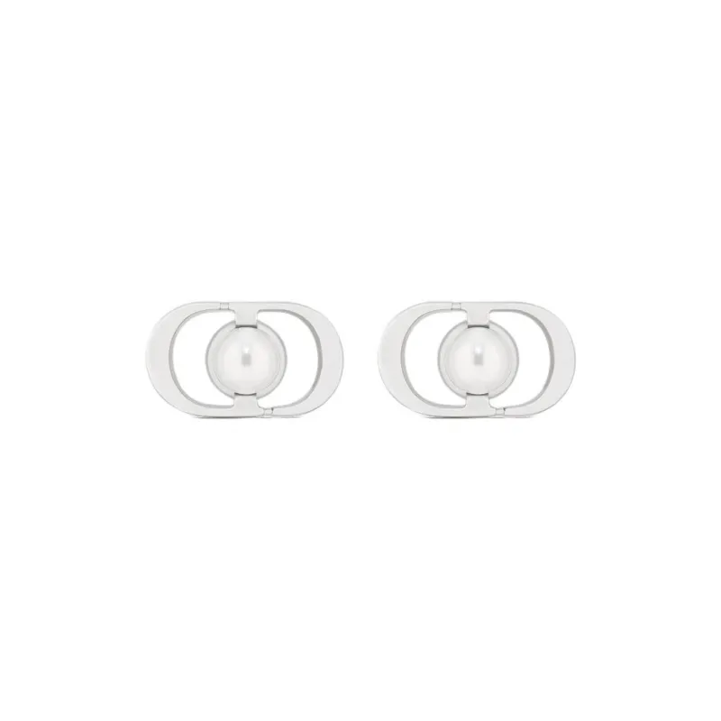 DIOR Metal Stud Earrings Unisex Silver-0