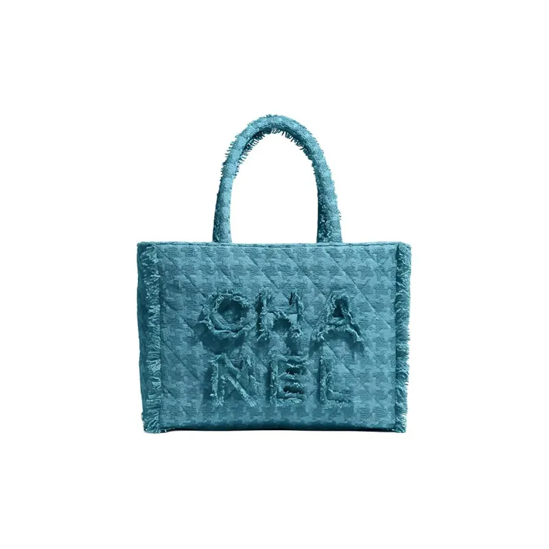 CHANEL Woolen Tote Bag, Shopping Bag, Handbag Women's Turquoises-0