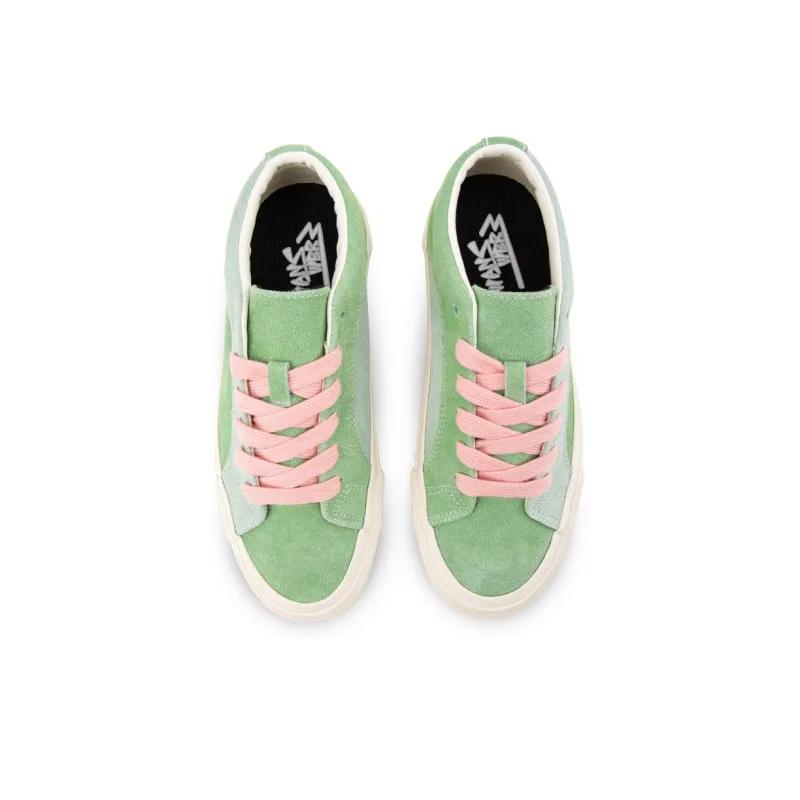 WANSWER Slip Resistant And Abrasion Resistant Support Low Top Skateboard Shoes Unisex Green Pink Color-3