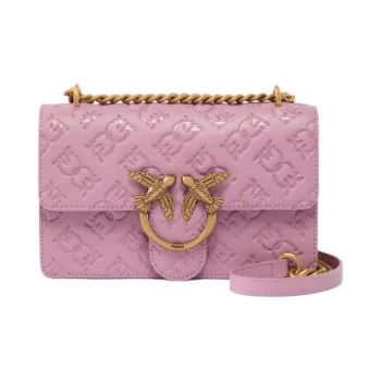PINKO Love Bag Cow Leather Crossbody Bag, Shoulder Bag Small Size Women's Light Purple