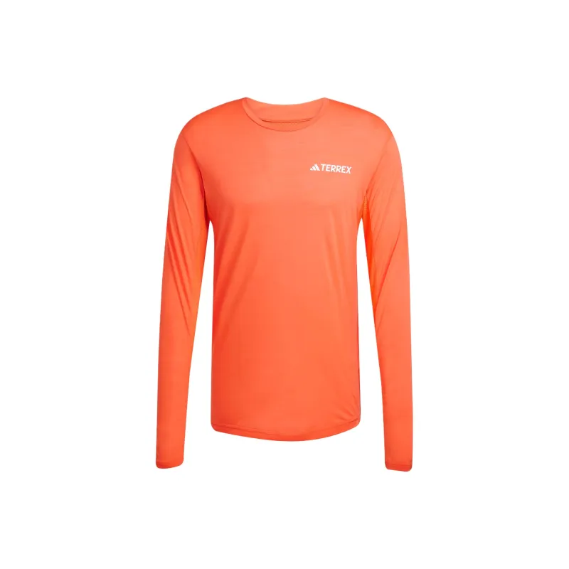 Adidas Terre CLIMACOOL+ LONG SLEEVE TOP T Shirt Men's Half Impact Orange-0