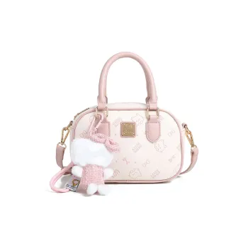 POLG PU Boston Bag Handbag Women's Cherry Blossom Pink/Pink/Black/Brown/Apricot