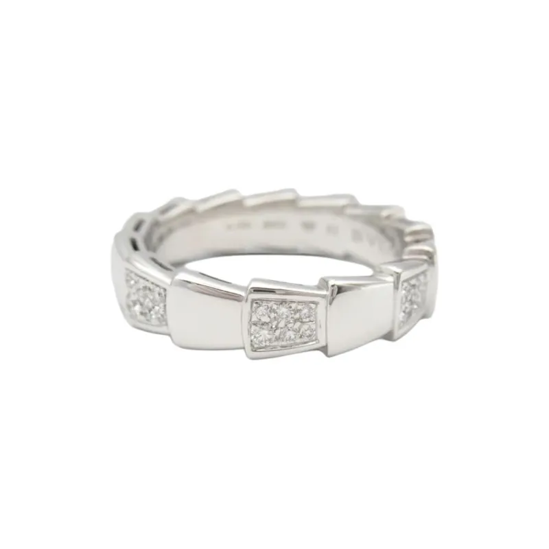 BVLGARI 2010s 18kt White Gold Serpenti Viper Diamond Ring-0