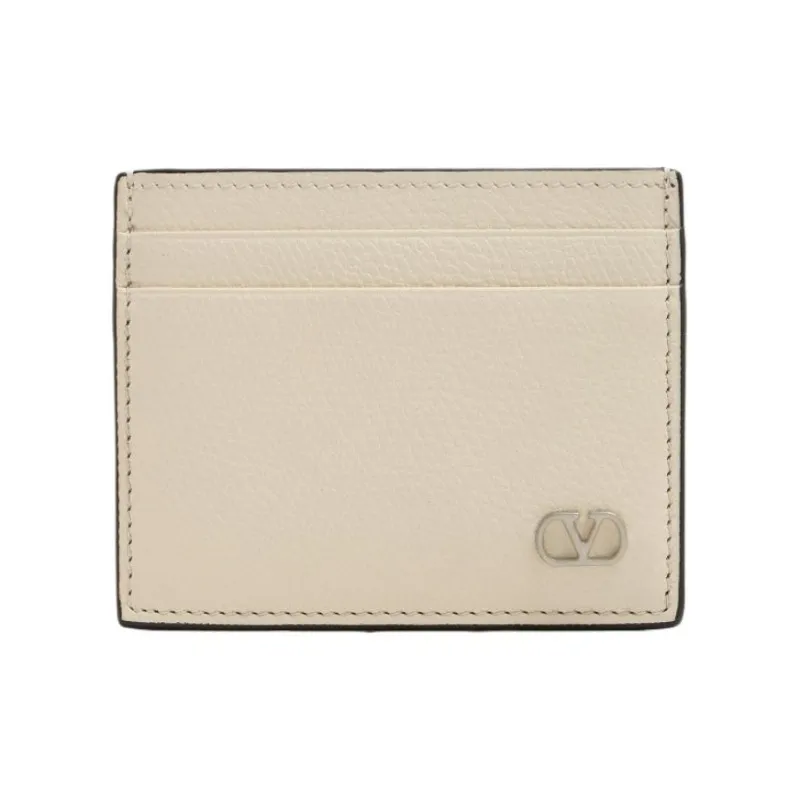 Valentino Vlogo Leather Card Holder Men's White-0