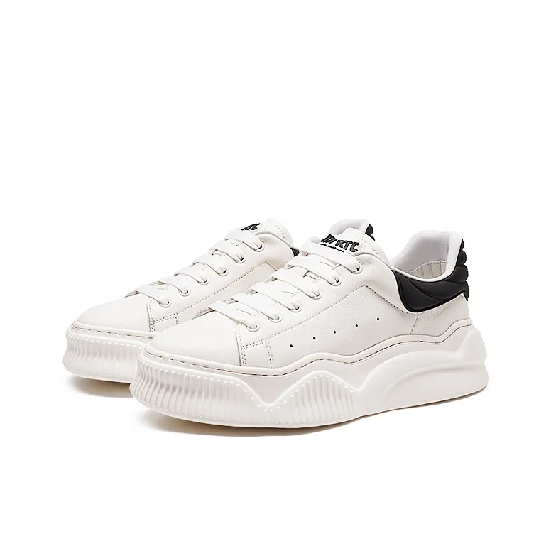 RHYTHM OF JOY Low Top Skateboard Shoes Men's White Black-1