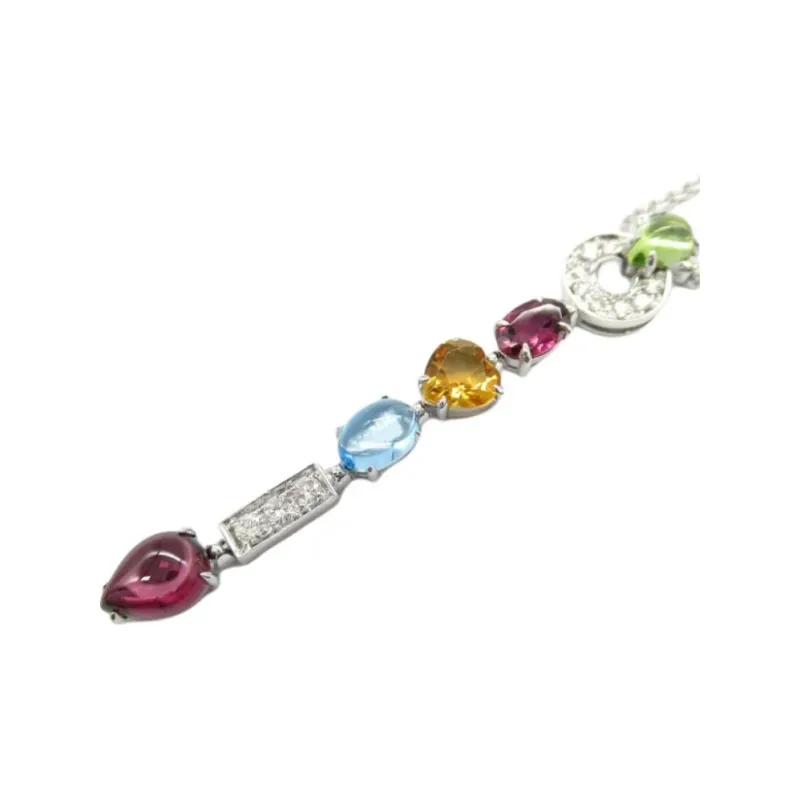 BVLGARI Yellow Crystal 18K White Gold Necklaces Women's Silver-2