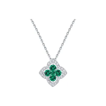 KOYOOME S925 Sterling Silver Cultured Emerald Collarbone Chain Unisex