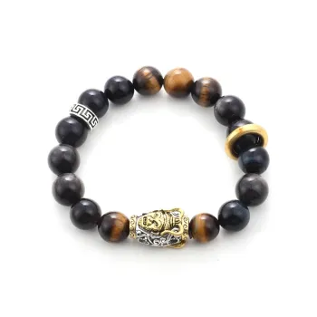 FOREVER MELODY Tiger's Eye Stone Bracelets Men's