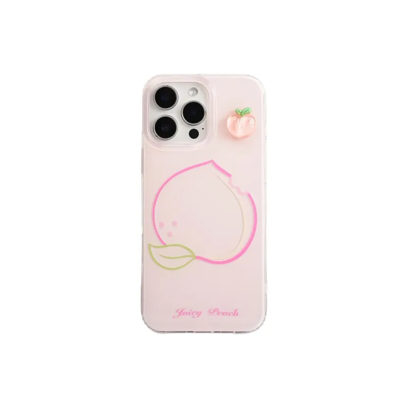Sopi Acrylic Material Line Apple Peach Lemon Phone Cases Compatible With IPhone 16/15 Pro Max/Apple 13/14 Pro/Max-4