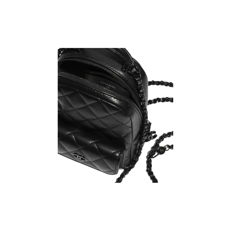 CHANEL Classic Flap CF Lambskin Backpack Mini Women's Black-4