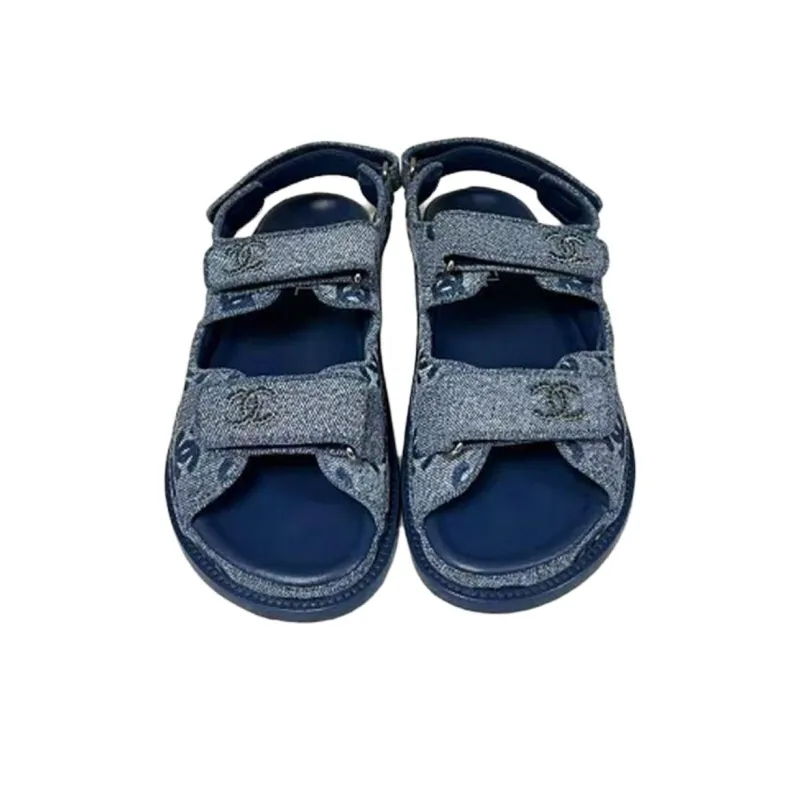 CHANEL 25S Beach Sandals Women's Blue-3