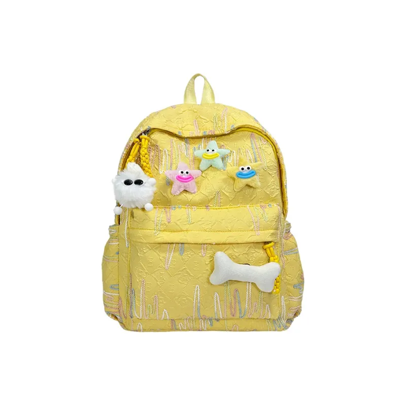SEVENMOONS Nylon Backpack Unisex White/Black/Pink/Yellow/Sky Blue-8