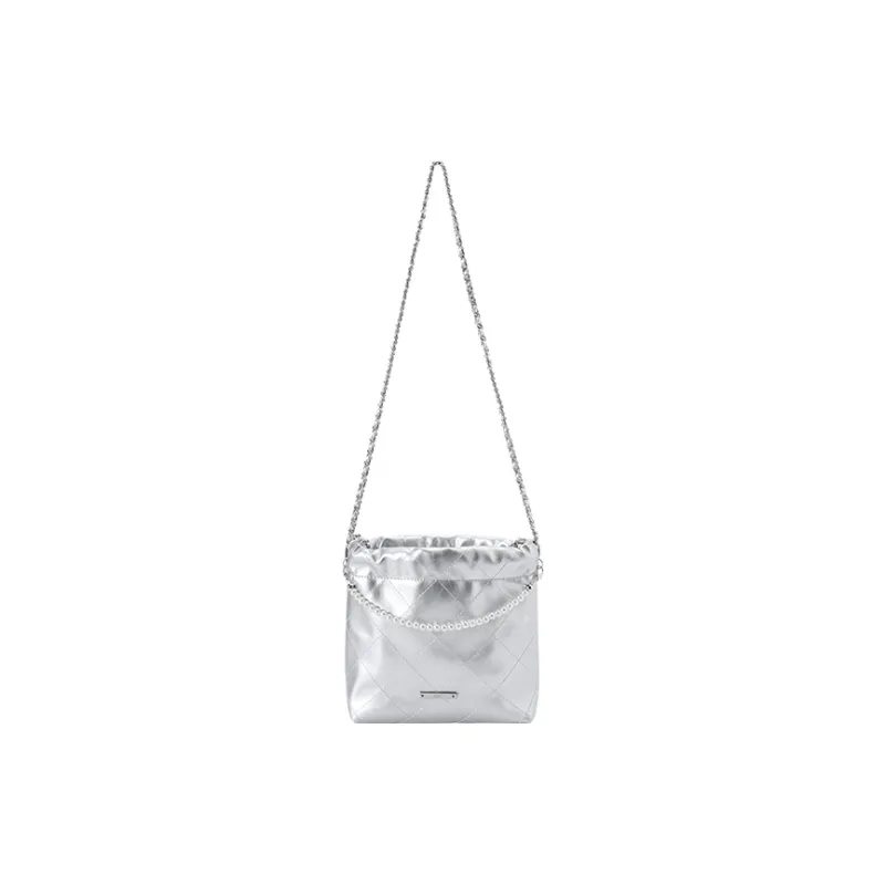 SEM/R Synthetic Leather Crossbody Bag Medium Size Women's Dream Pink/Smoky Silver/Black-0