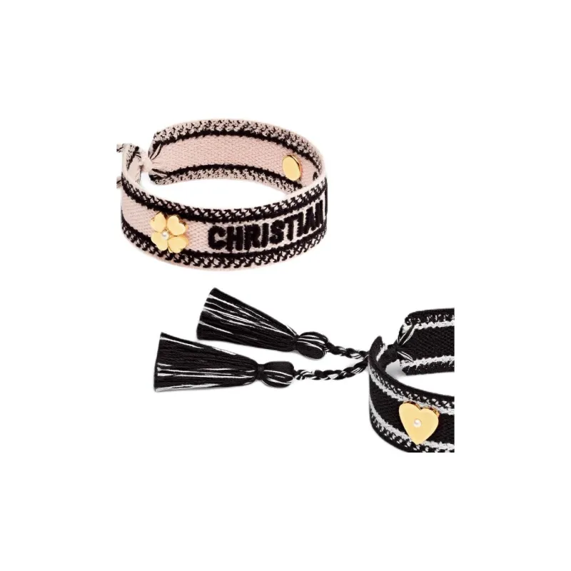 DIOR Resin Pearls Wristbands Unisex Black/Pink-1