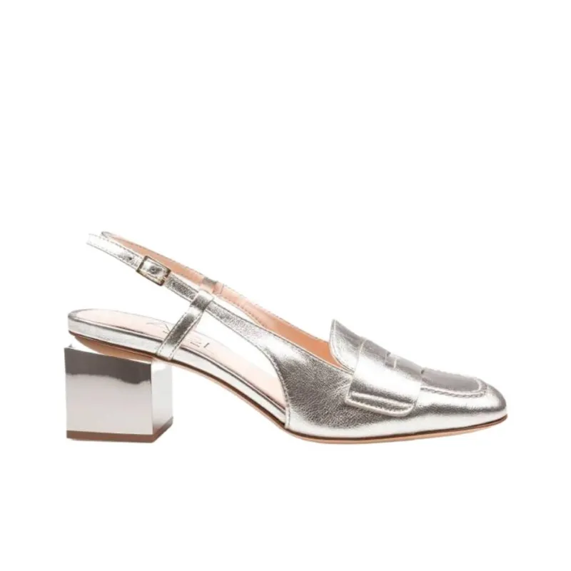 AGL Chunky Heel High Heels 6cm Women's Silver-1