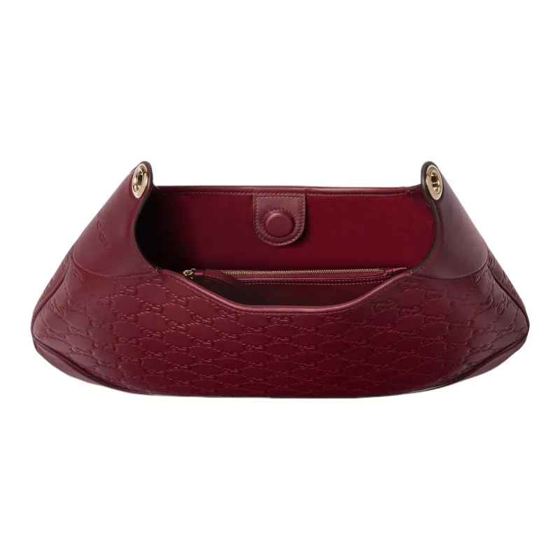 GUCCI Leather Shoulder Bag Small Size Women's Red-5