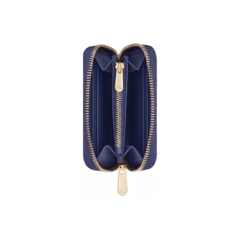 DIOR Lady Dior Sheepskin Wallet Small Size Women's Blue-1