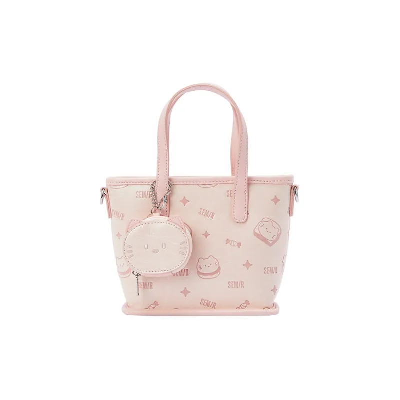SEM/R Kitten Sketch Synthetic Leather Handbag Medium Size Women's Multicolor-2