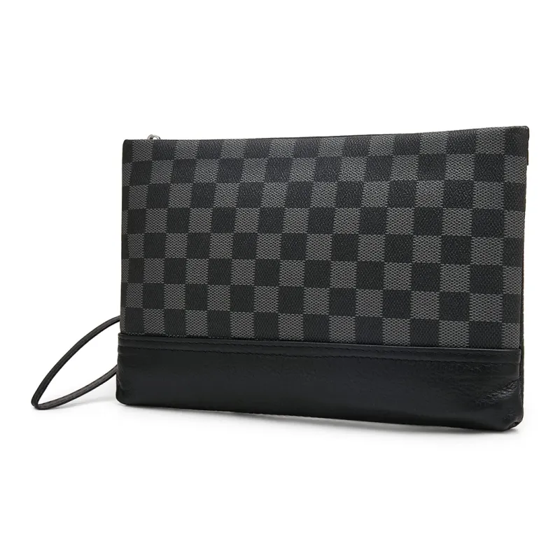 Old Man's Head Top Grain Cow Leather Clutch Regular Men's Black-1